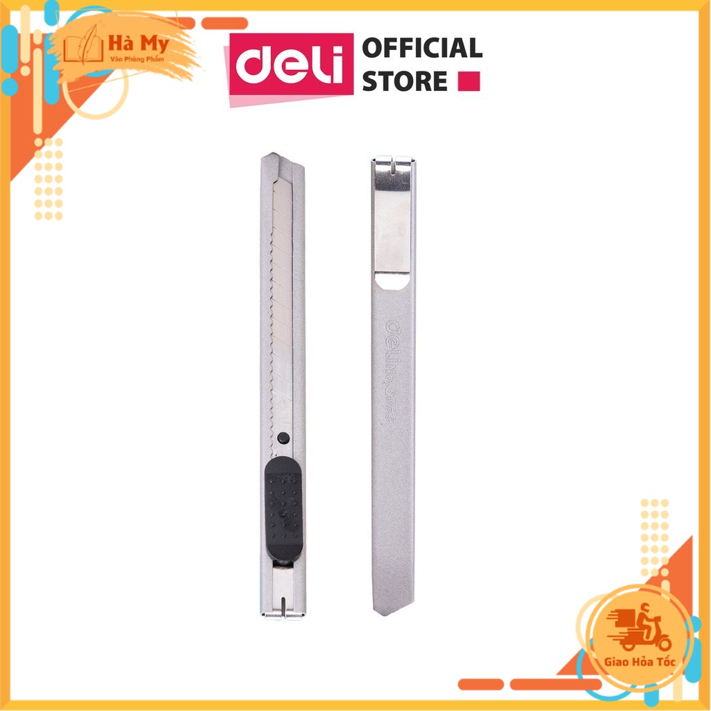 Dao Rọc Giấy Deli E2053 Cỡ Nhỏ Tiện Dụng, An Toàn Lưỡi Thép SK5 Sắc Bén, Siêu Bền