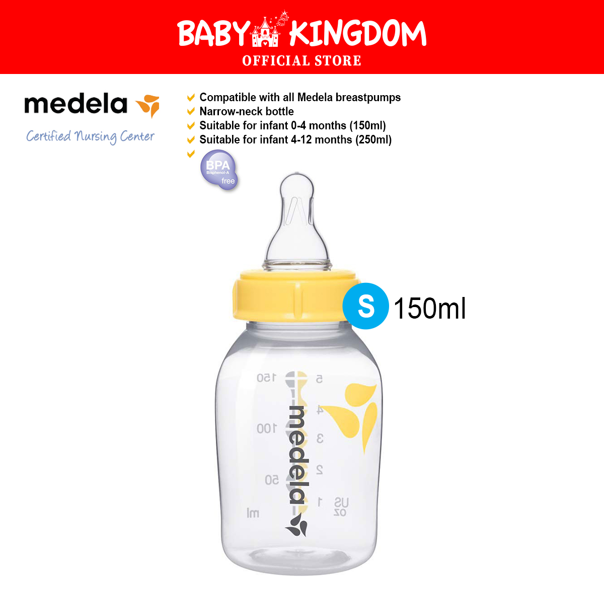 Medela Breastmilk Bottle with (150ml) (Size S) | Singapore