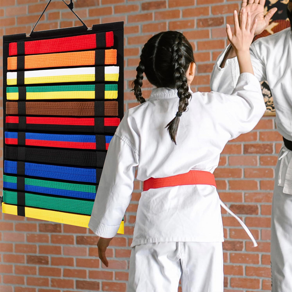 Tai Kwon Do Display Rack FG Wall Mounted Taekwondo Belt Display Rack 12 Belts Karate Belt ...