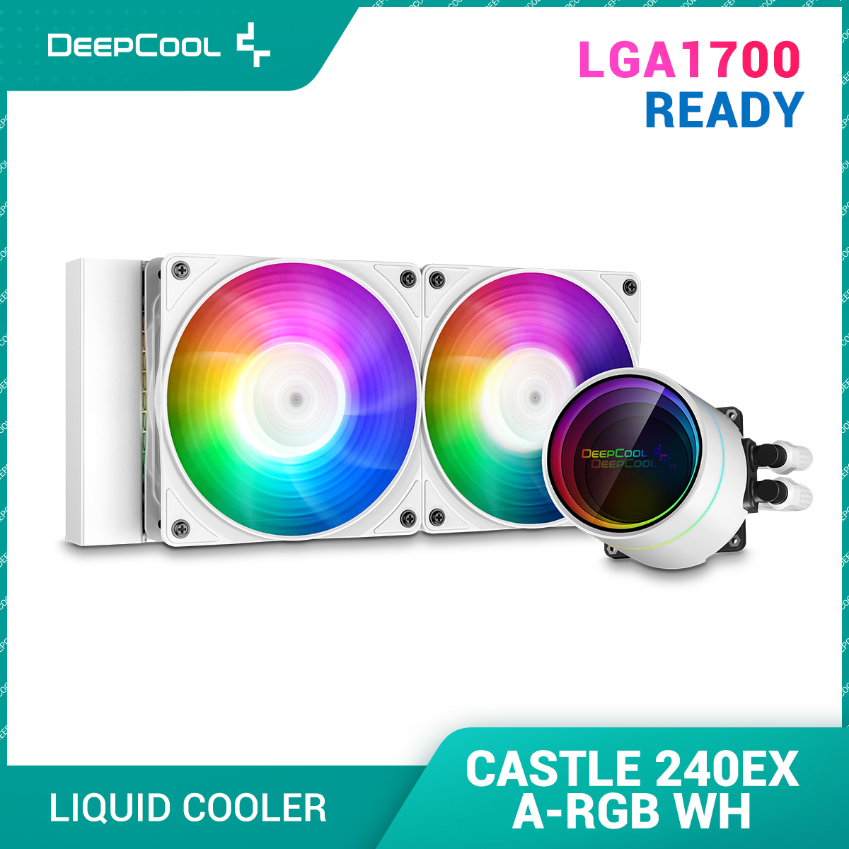DeepCool CASTLE 240EX A-RGB WH AIO Liquid CPU Cooler with Anti-Leak  Technology, Two 120mm CF120 A-RGB PWM Fans, Included Controller and 5V  A-RGB Motherboard Sync support, Intel 1700/115X/1200/2066, AMD TR4/AM4