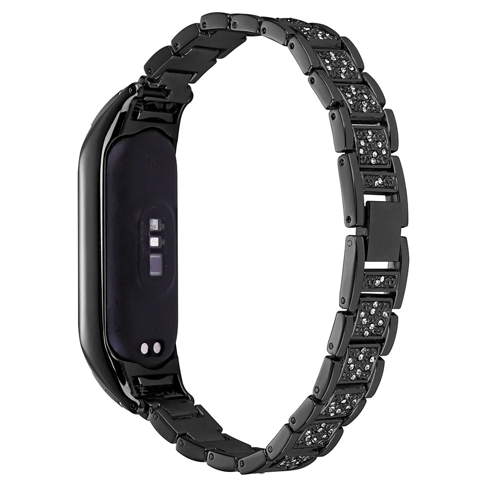 Silver Wrist Bracelet for Xiaomi Mi band 8 7 Mi Band 5/6/4 Wristband Strap Replacement Watchband Metal for Women Girl