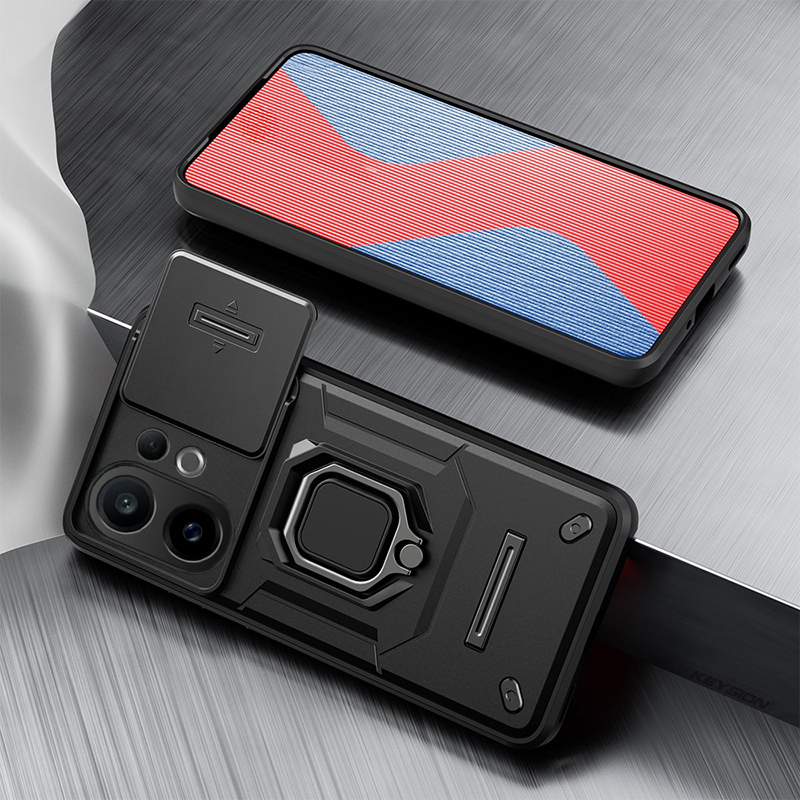 For OPPO K13 Turbo Phone Case Camera Lens Protector Shockproof Armor Iron Metal Car Ring Kickstand Bracket Casing for OPPO K13 Turbo Pro Cover Casing HP.