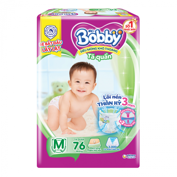 TẢ QUẦN BOBBY SIZE M 76 MIẾNG - TỪ 6-11KG