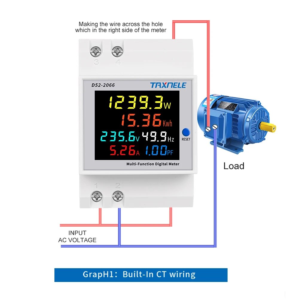 Ac monitor 110v 220v 380v 100a voltage current power factor active kwh electric energy frequency meter volt amp