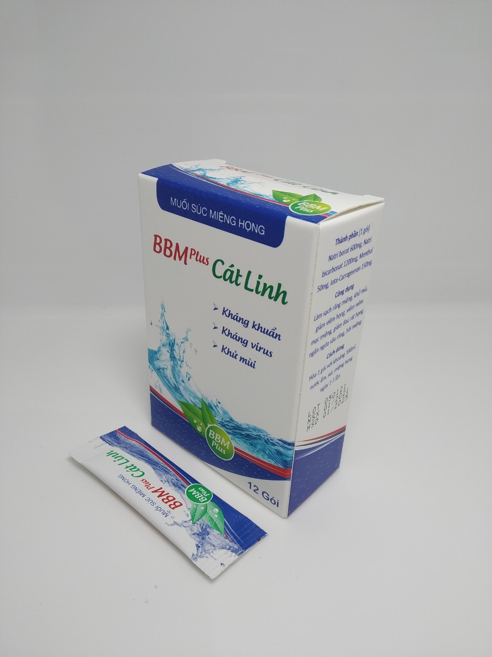 Muối súc miệng họng Cát Linh (Hộp 12 gói)