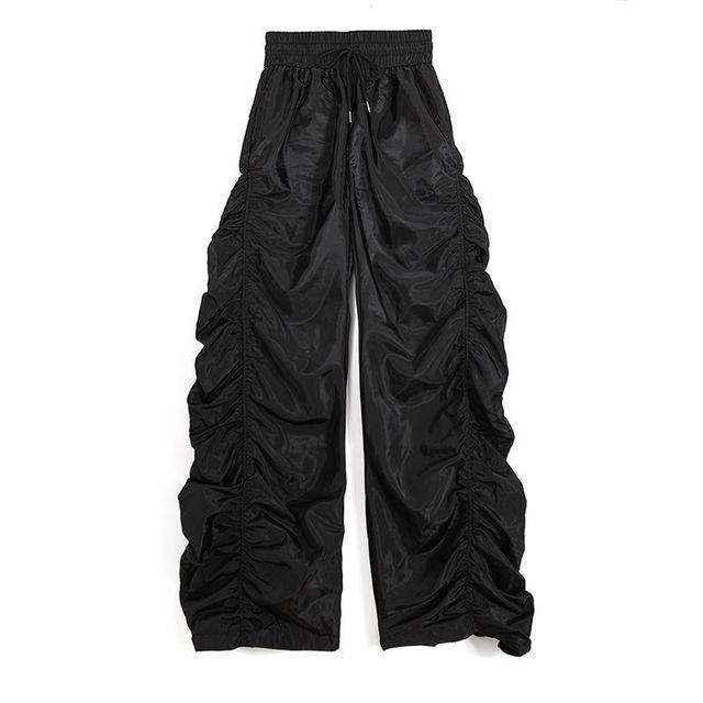 ADAgirl Black Wide Leg Parachute Pants Streetwear Vintage Loose