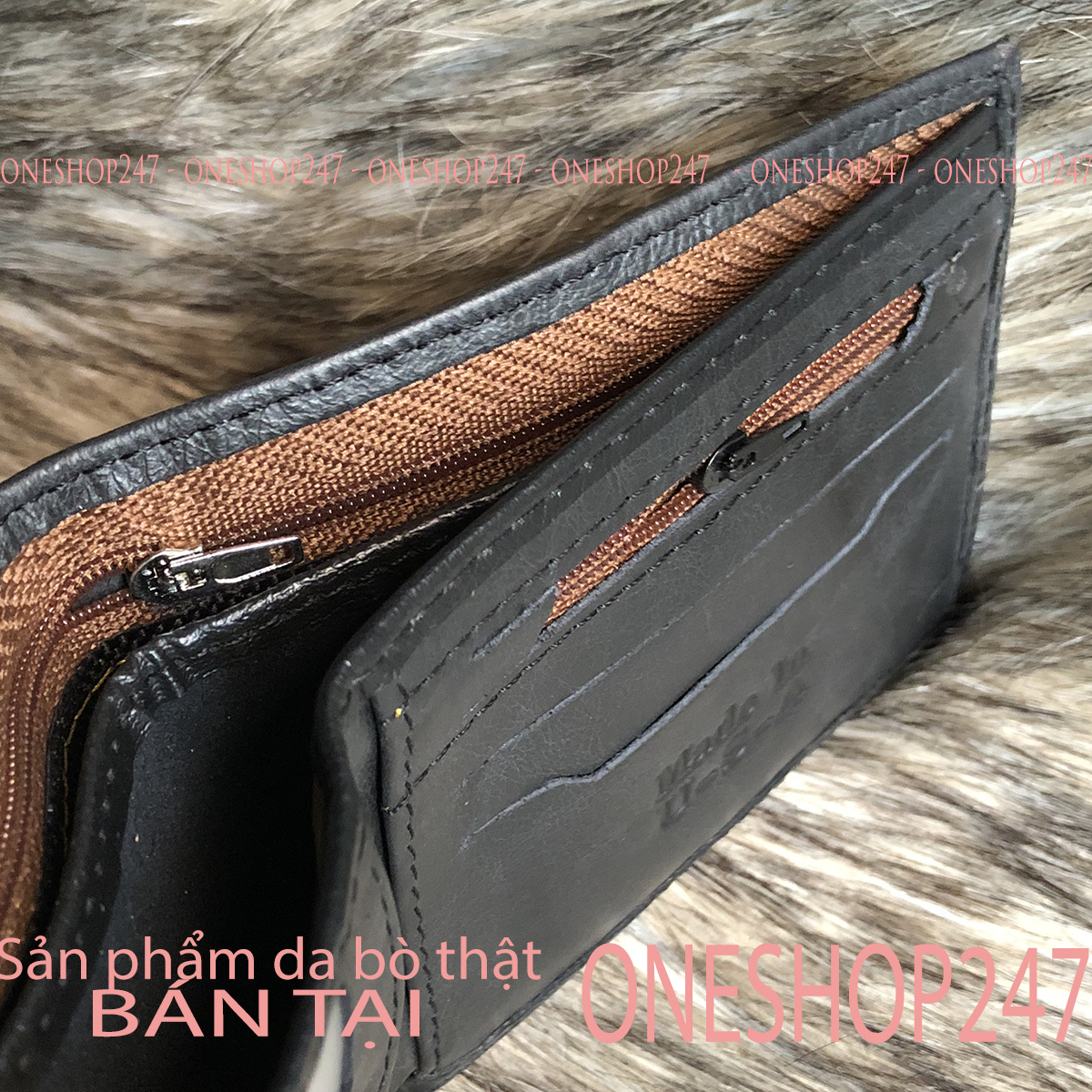 Ví da bò vân cá sấu 100% da bò thật C1V ONESHOP247