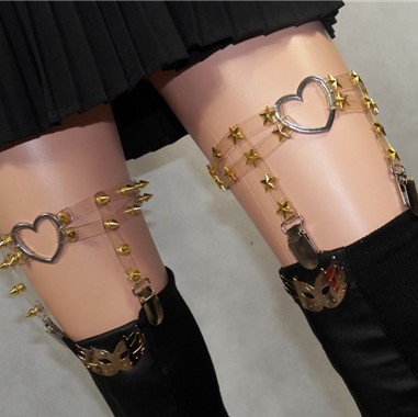 【Too much love!】2016 Summer New Trendy Japanese and Korean Harajuku Transparent Leather Dark Dark Soft Sister Street Dance Leg Ring Performance Jewelry Personalized Foot Chain. 