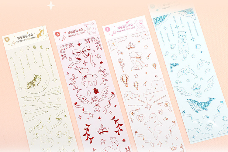 Tấm sticker Hologram, Twinkle line decor toploader, trang trí