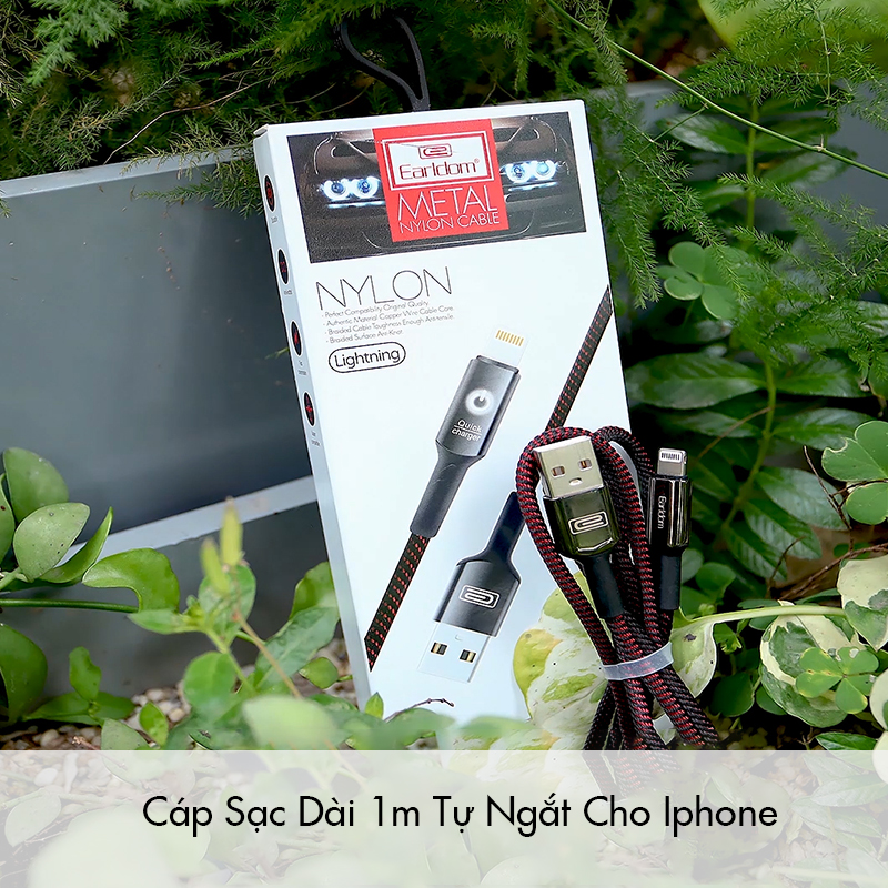 Cáp sạc iphone tự ngắt EARLDOM EC-063i, cáp sạc nhanh 2.4A cổng Micro Lightning Type-C