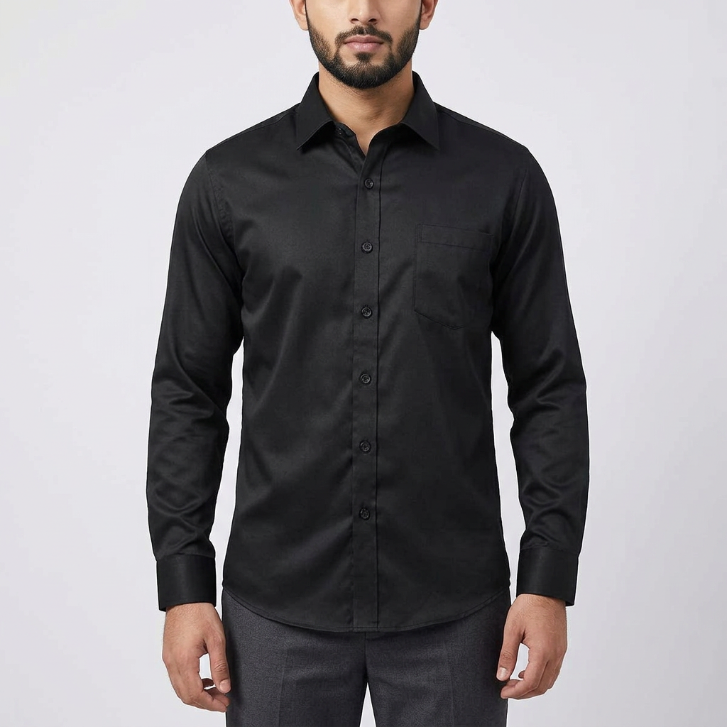 Men's full sleeve Cotton Formal Black Shirt