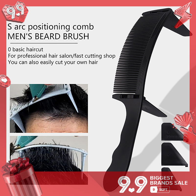 💖【Lowest price】Refreshing Cong Tóc Cắt Cắt Arced Lược Thợ Cắt Tóc Phẳng Top Cắt Tóc Lược Bàn Chải Làm Tóc Công Cụ Cắt Tóc Lược Bộ