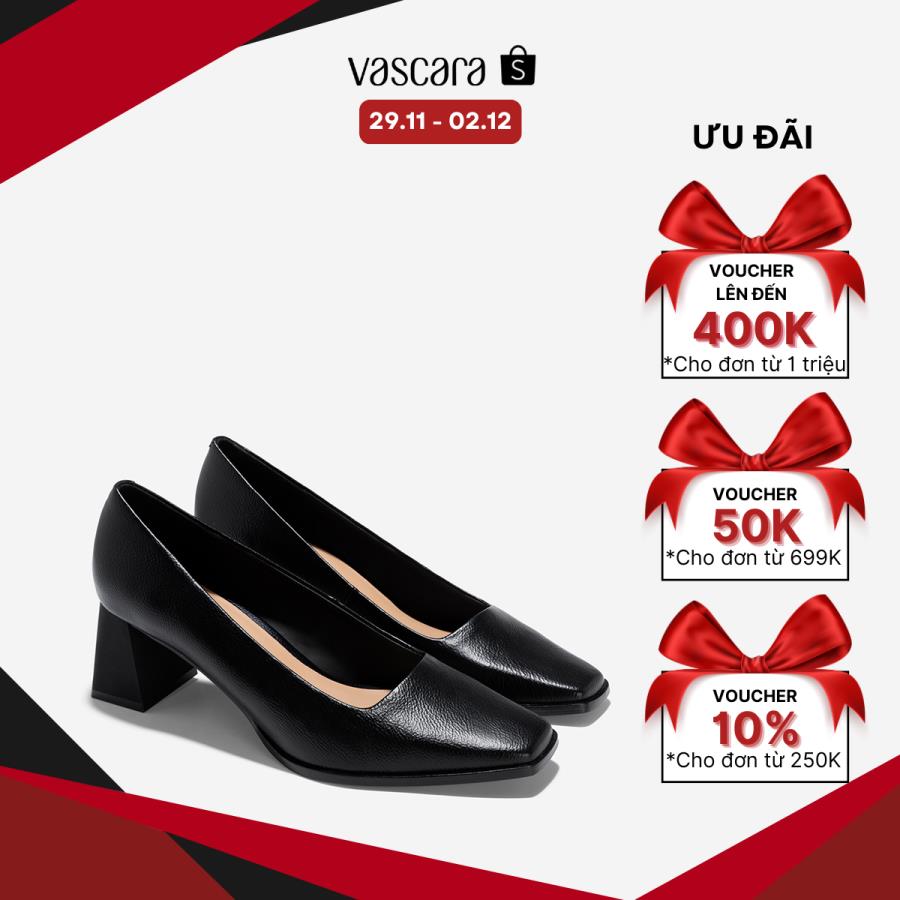 Vascara Giày Bít Mũi Vuông Block Heel - BMN 0656