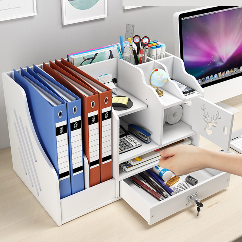 Desktop bookshelf multi-layer A4 document storage rack, multi-function data sorting book stand, standing shelf office file shelf