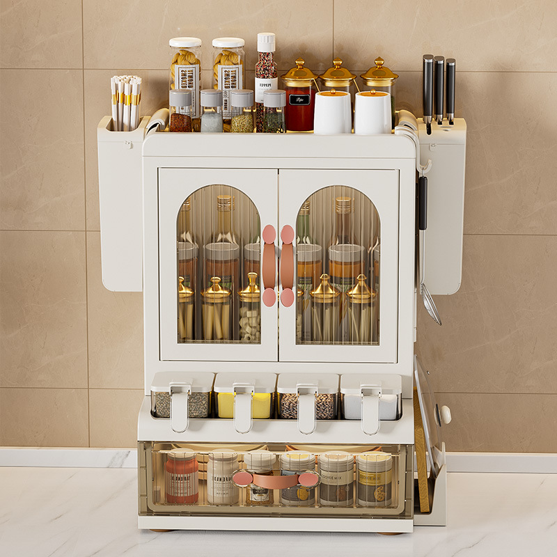 Kitchen spice shelves, chopstick knife holders, countertops, multi-functional seasoning, kitchenware, supplies storage racks, multi-layer cabinets