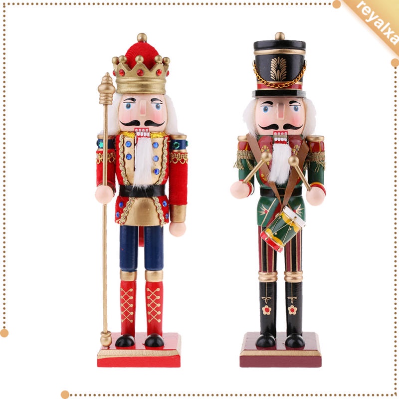 Set 2 mô hình Nutcracker King bằng gỗ trang trí giáng sinh