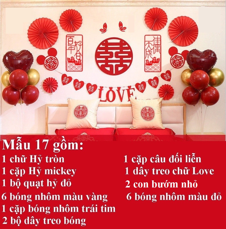 [Mẫu mới] Set trang trí phòng cưới, phòng tân hôn