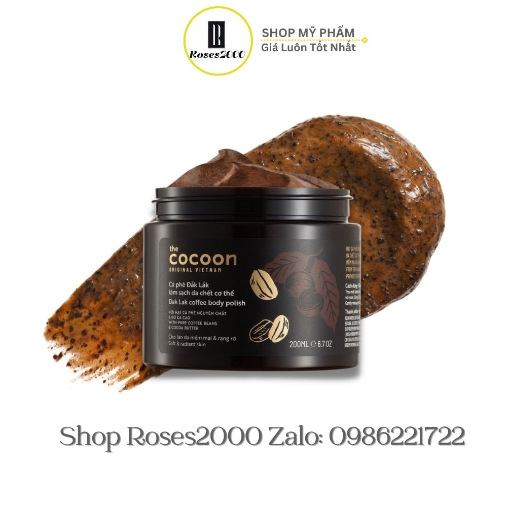 Tẩy Kì Cà phê Đắk lắk làm sạch da chết COCOON hũ - típ (Dak lak coffee body polish)