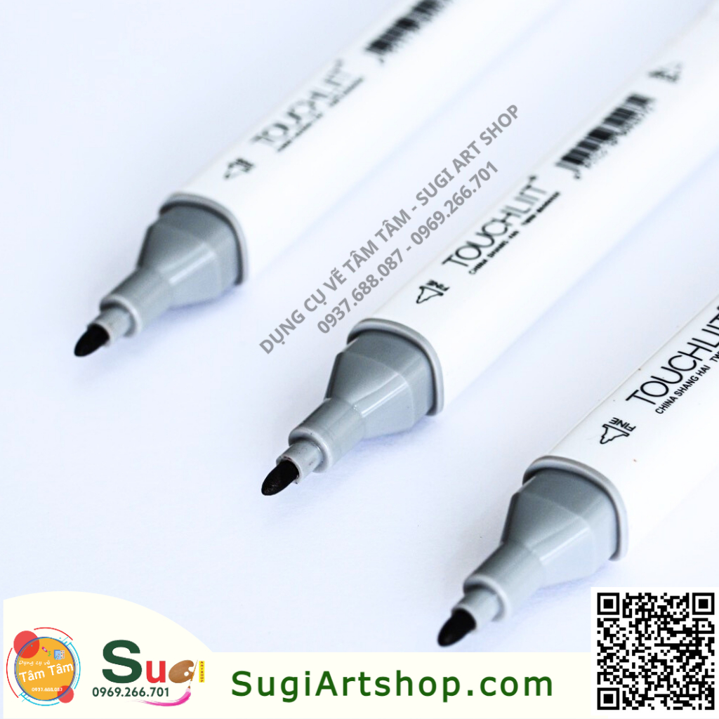 Bút Marker TOUCHLIIT hai đầu cây lẻ - Bút marker đen