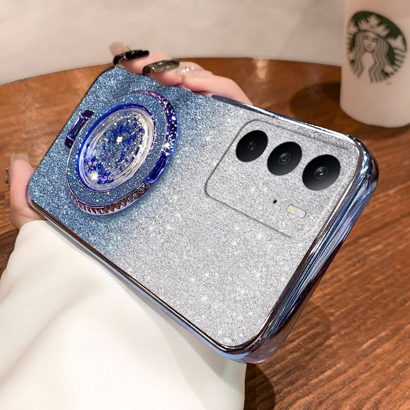 Phone cover Realme C65 C67 C75 Back case with Liquid Glitter Quicksand hourglass Stand Holder Luxury Shiny Gradient Plating Girls Slim For Realme C75 C67 C65 Phone cases.