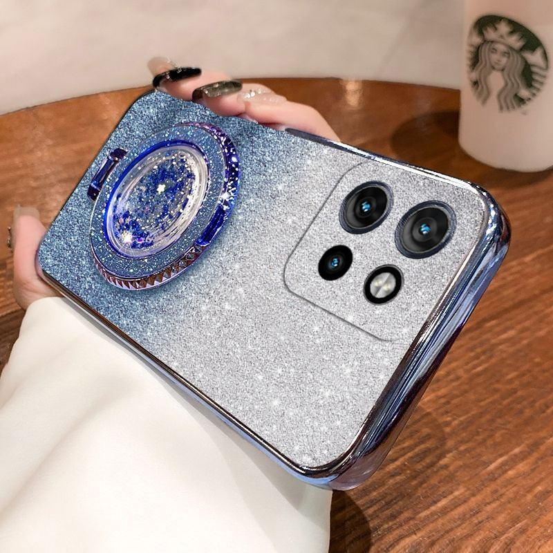 For Moto Edge 50 NEO 50 Fusion Pro Case with Liquid Glitter Quicksand hourglass Stand Holder Luxury Shiny Gradient Plating Girls Slim for Motorola Edge 50 NEO 50 Pro Fusion Back Cover.