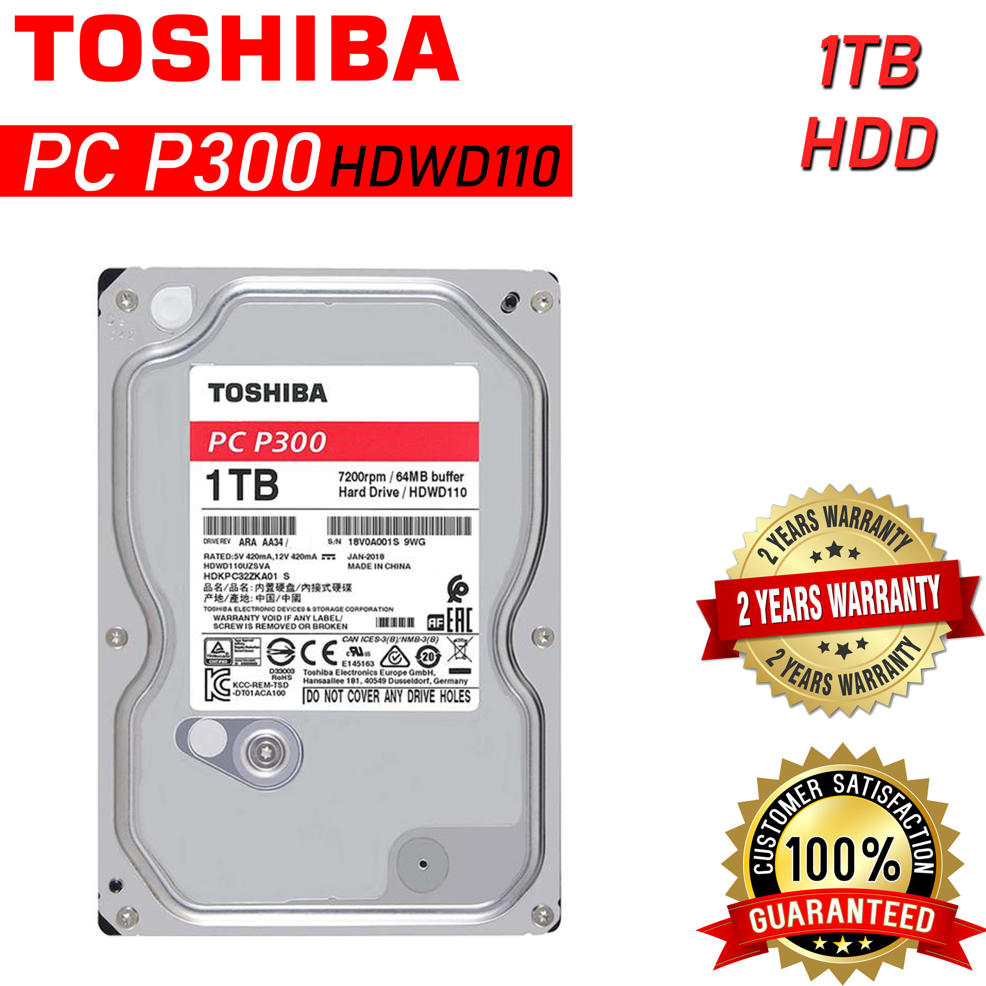 Toshiba PC P300 HDWD110 1TB Internal Hard Disk Drive for desktop Brand ...
