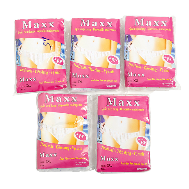 6 PCs Eva disposable paper underwear set made in Vietnam-1 bag 5 PCs Kraft paper underwear Maxx maternity-paper panties for mom pregnant Women 1 PCs disposable paper panties-travel paper underwear