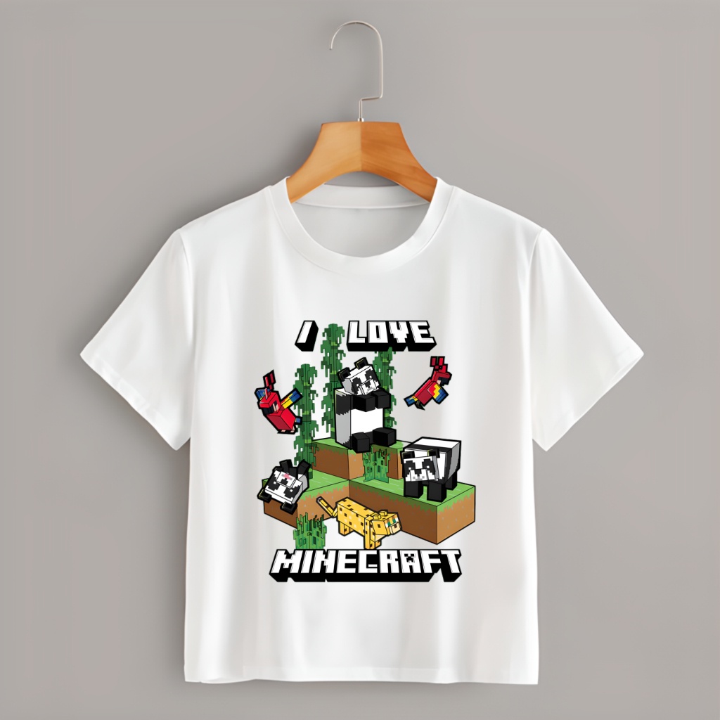 Áo Thun Minecraft V2 màu trắng dành cho bé trai bé gái