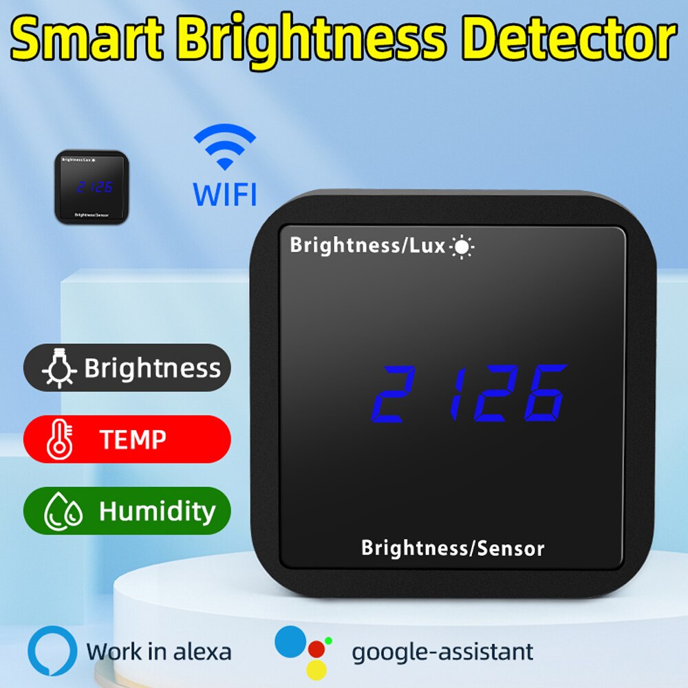 Tuya Zigbee Intelligent Illuminometer Temperature Humidity Sensor LED Display APP Control For Alexa Google Home Lux Meter