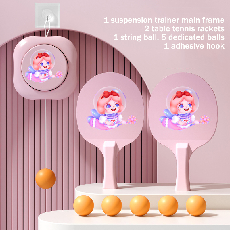 Children's hanging table tennis trainer, indoor parent-child vision correction, hand-eye coordination, bouncing counting, touching high artifact