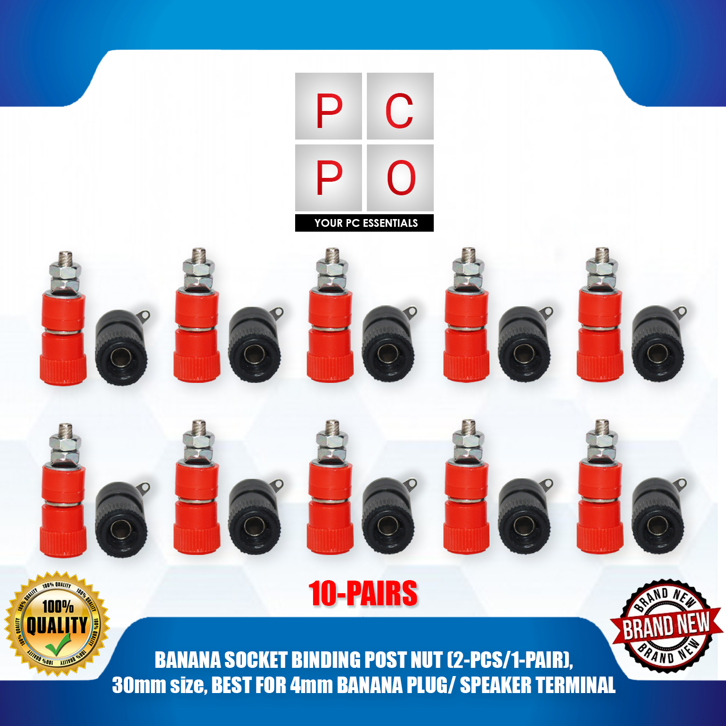 BANANA SOCKET BINDING POST NUT (2PCS/1PAIR), 30mm size, BEST FOR 4mm