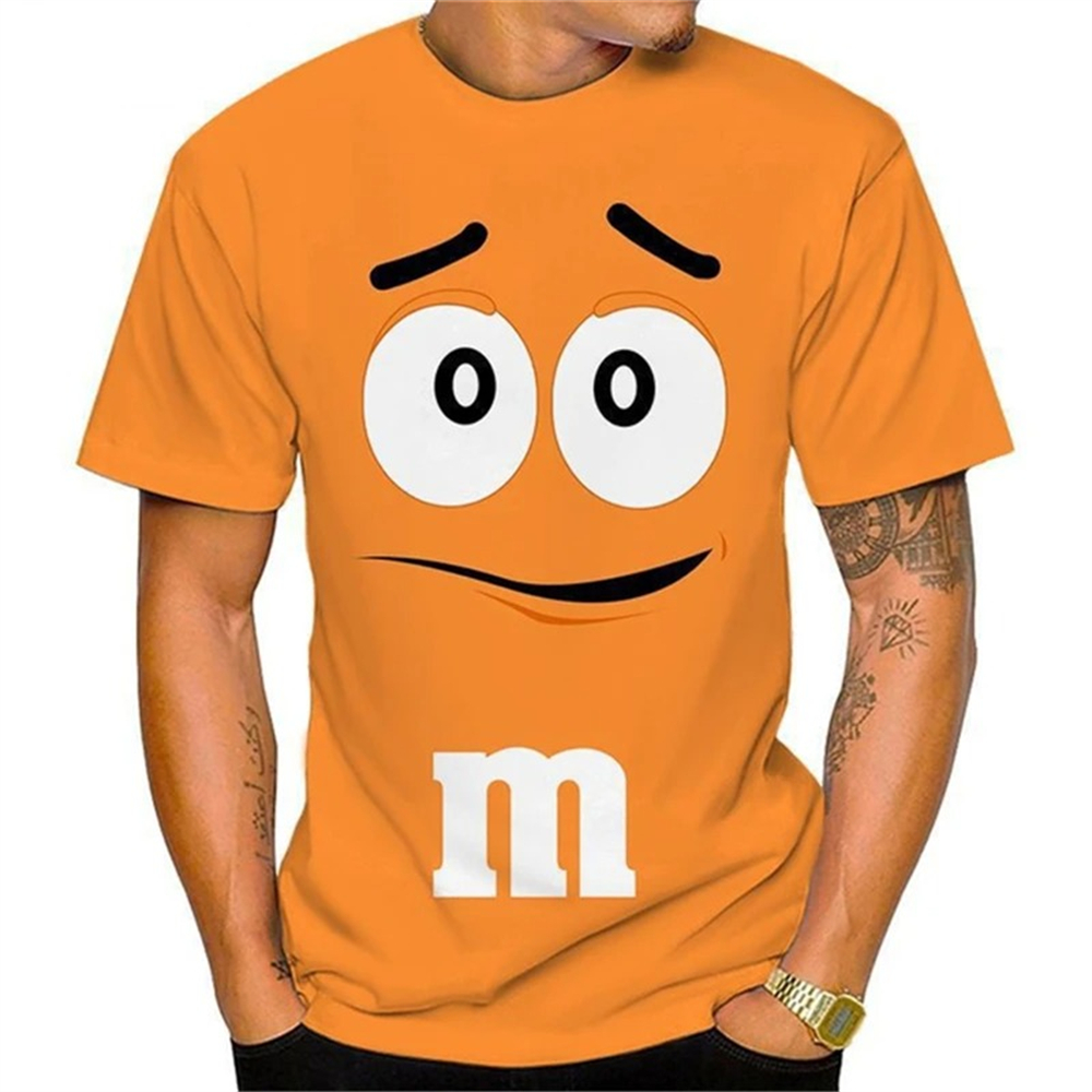 Funny%20M&M's%20Chocolate%20Bean%20Cartoon%203D%20Print%20T%20Shirt%20For%20Men%20Unisex%20Casual%20O-neck%20Short%20Sleeve%20T-shirt%20Fashion%20Children%20Loose%20Top%20-%20Image%205