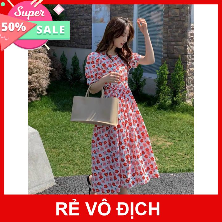 Váy bầu đầm bầu voan hoa nhí thiết kế sang chảnh dể thương xinh xắn công sở dự tiệc đi chơi