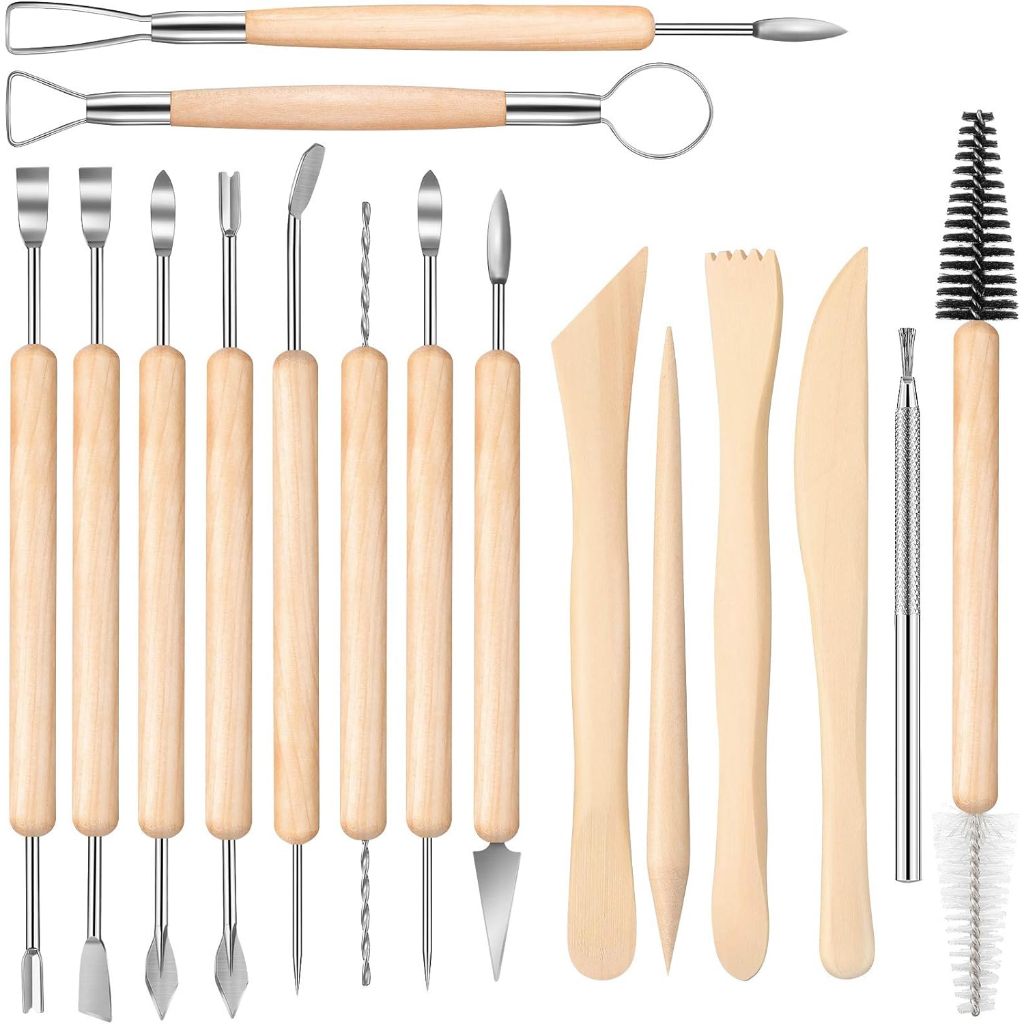 Bộ dụng cụ điêu khắc đất sét, công cụ điêu khắc đất sét, công cụ gốm diy hai mặt cho thợ điêu khắc