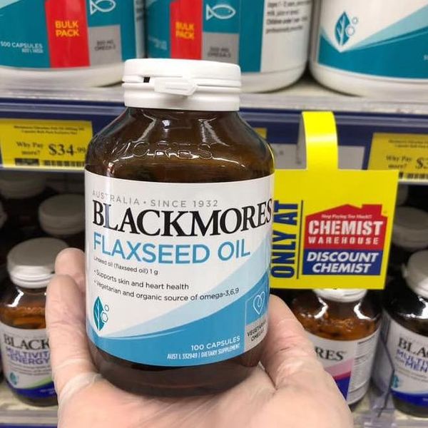 Tinh Dầu Hạt Lanh Blackmores Flaxseed Oil 1000mg - 100 viên của Úc, Cung cấp omega 3-6-9 từ thực vật