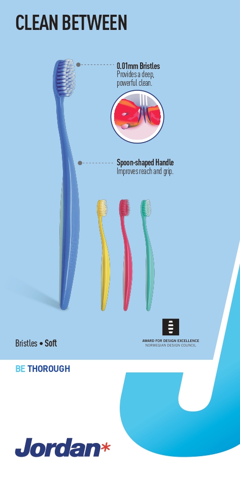 Combo 4 Bàn chải đánh răng Jordan Clean Between, Lông siêu mềm siêu mảnh 0.01mm