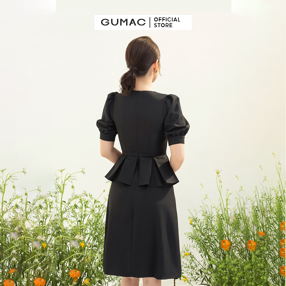 Đầm dáng ôm GUMAC DC03064 eo phối bèo