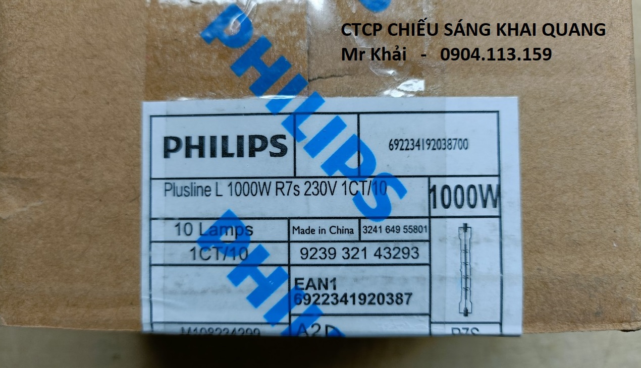 (SALE) Bóng halogen đũa 1000W Philips đui kẹp 2 đầu