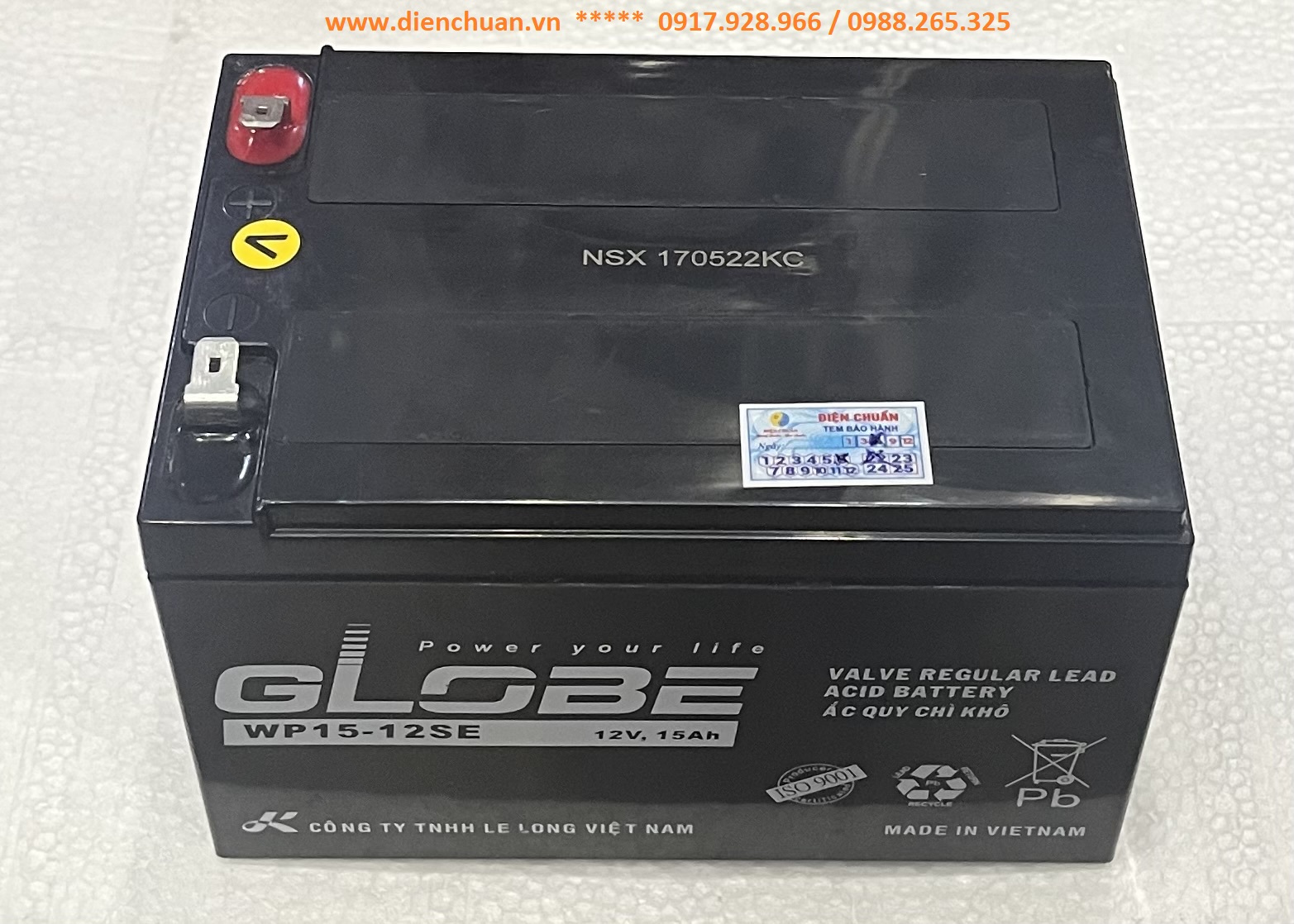 Bình ắc quy Globe 12V 15Ah (WP15-12SE )
