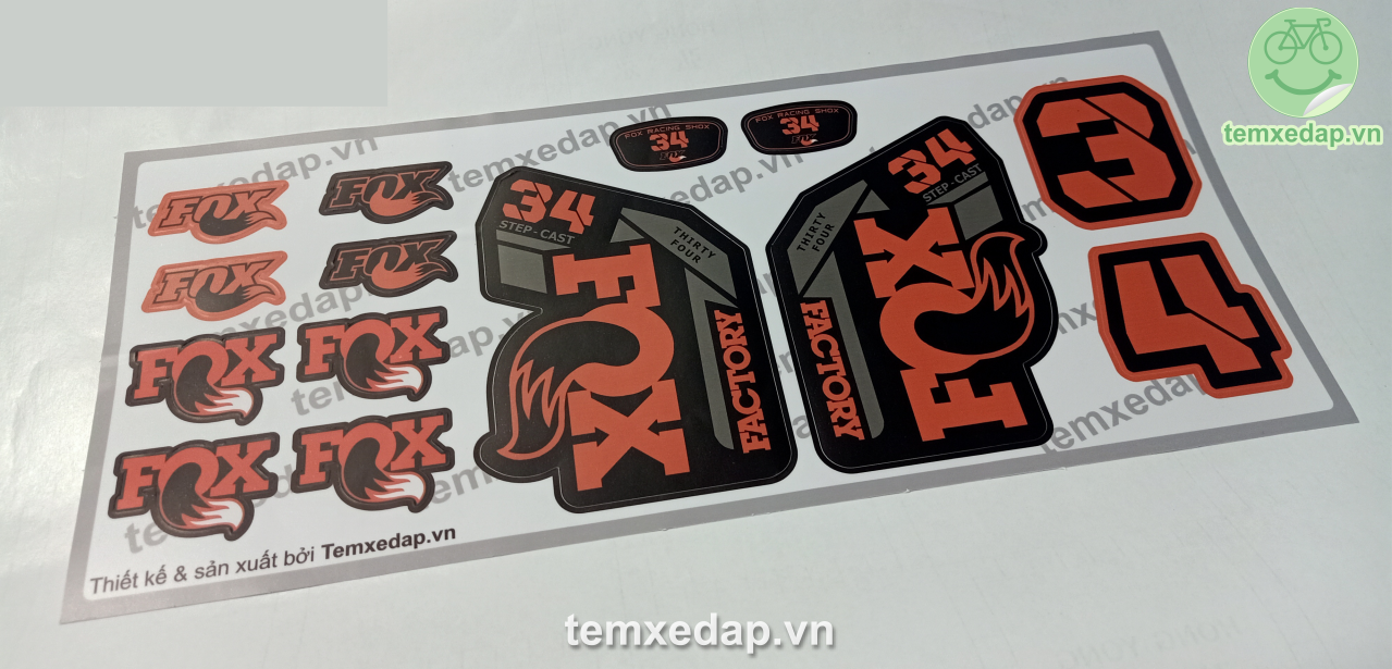 Tem decal dán phuộc xe đạp FOX Factory 34 Step Cast 2021