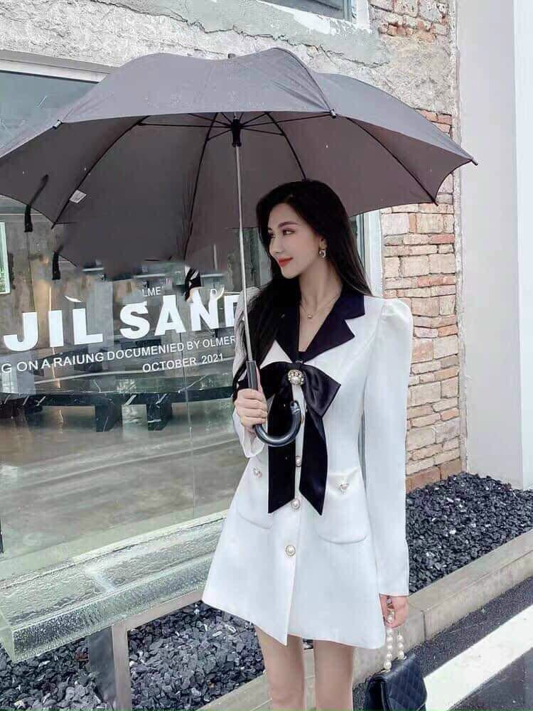 Đầm cổ vest cài nút thật sexy thanh lịch quyến rũ fashionzero