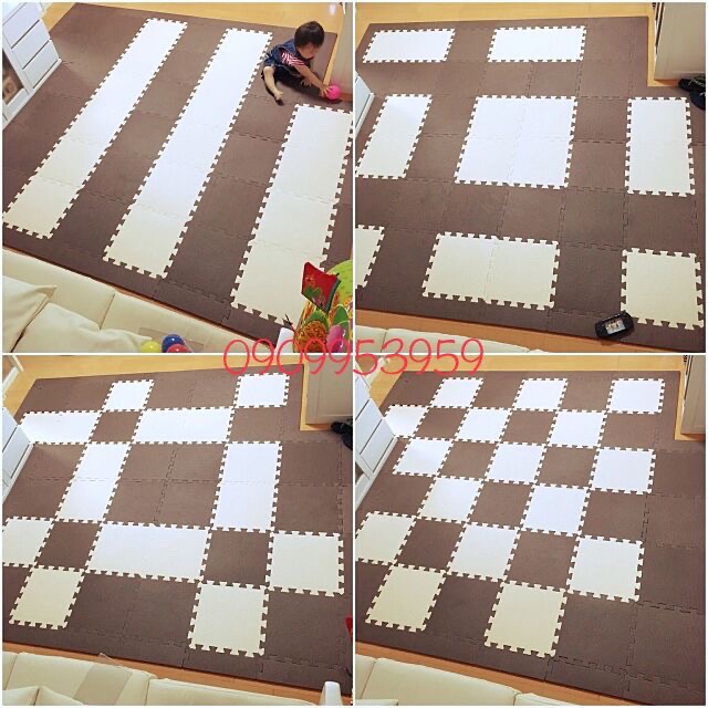 set 20 và 30 tấm Thảm xốp 30×30cm dày 1cm( nâu đỏ và kem)