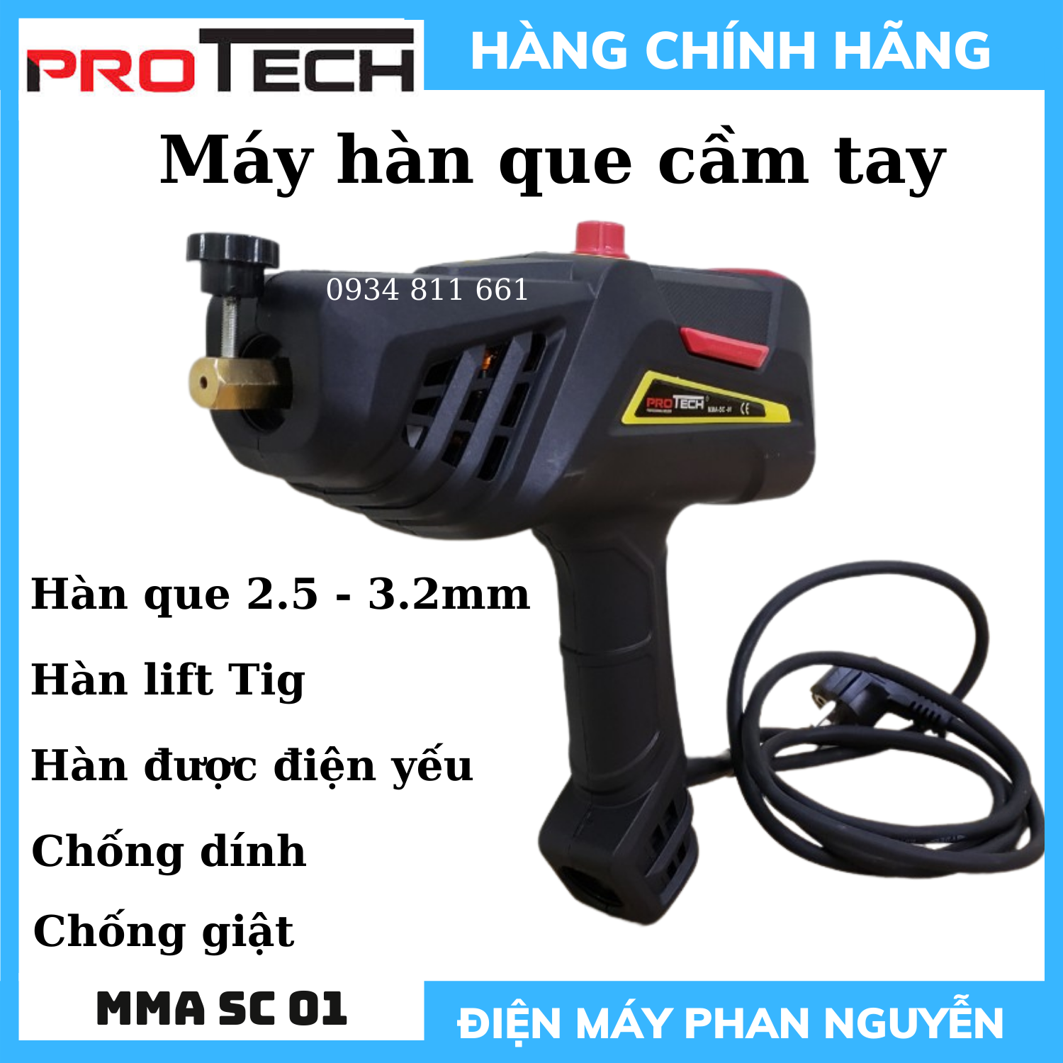 Máy hàn cầm tay protech mma sc-01 - hàn que 1.6 -3.2mm- hàn lift tig