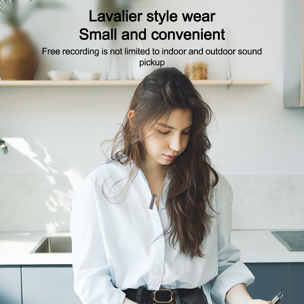 Professional Lapel Dual Microphone DSP Noise Reduction Wireless Lavalier Condenser Recording Microphone Live Streaming Android iOS