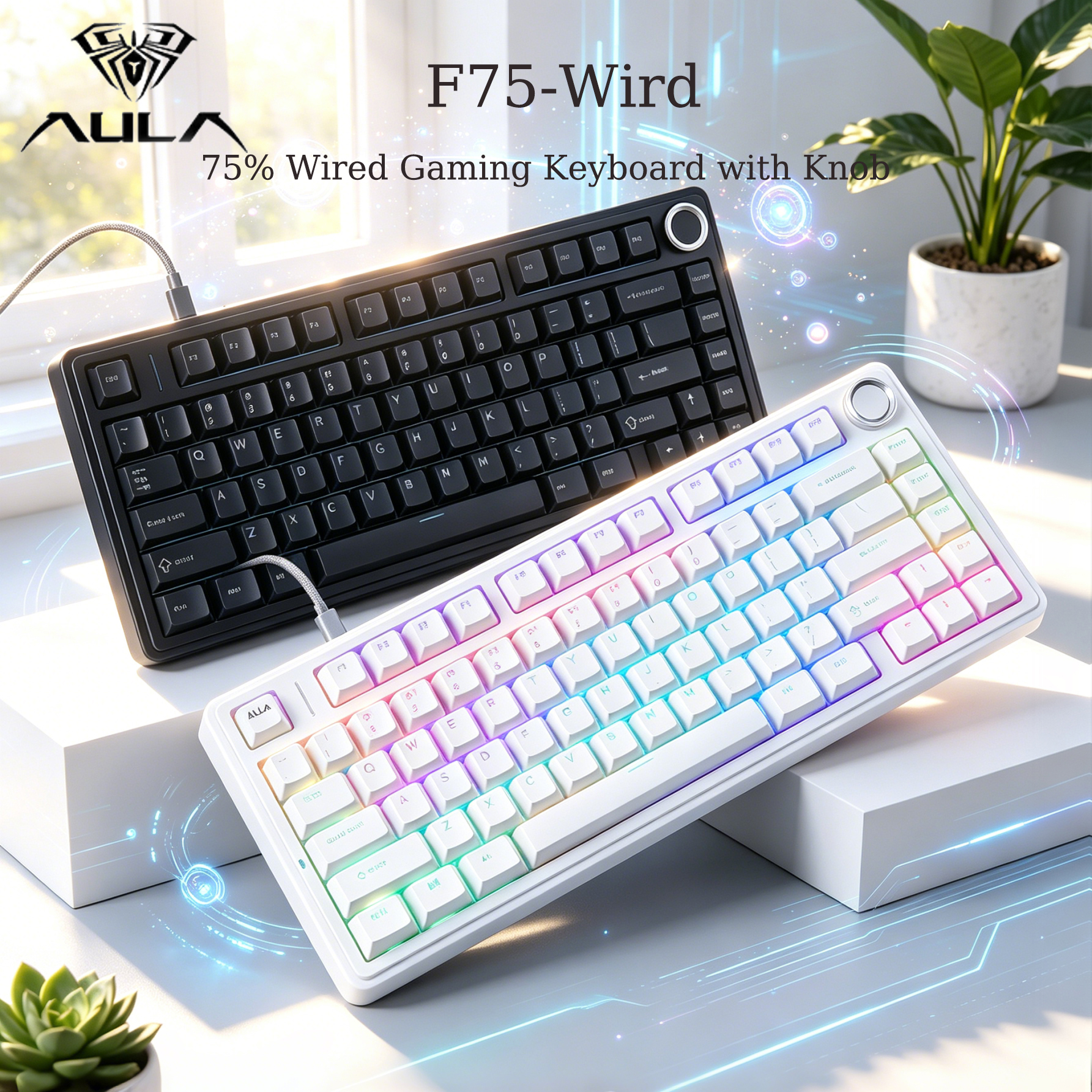 AULA F75 Bàn Phím Cơ Gaming Có Dây Layout 75% Gasket Mount Hotswap RGB Dùng Cho Văn Phòng Chơi Game