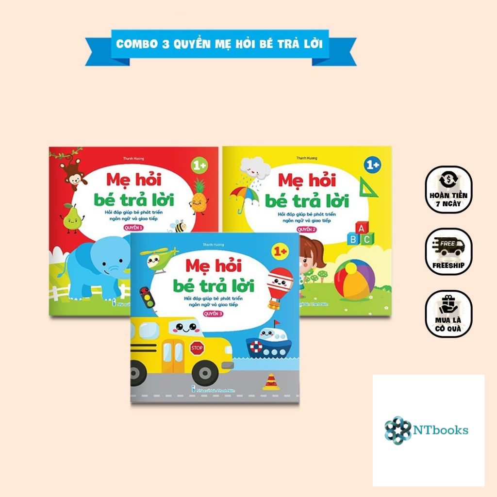Sách - bộ 3 cuốn mẹ hỏi bé trả lời - hỏi đáp giúp bé phát triển ngôn ngữ và giao tiếp - ntbooks