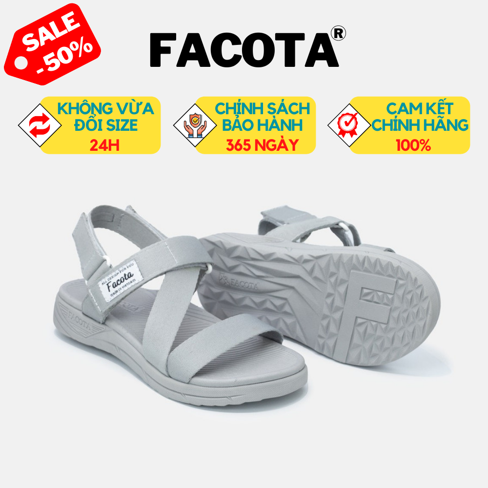 [FACOTA CHÍNH HÃNG] Giày Dép Sandals Facota Nam Nữ Xám NN011 - Sandal Êm Nhẹ Đẹp