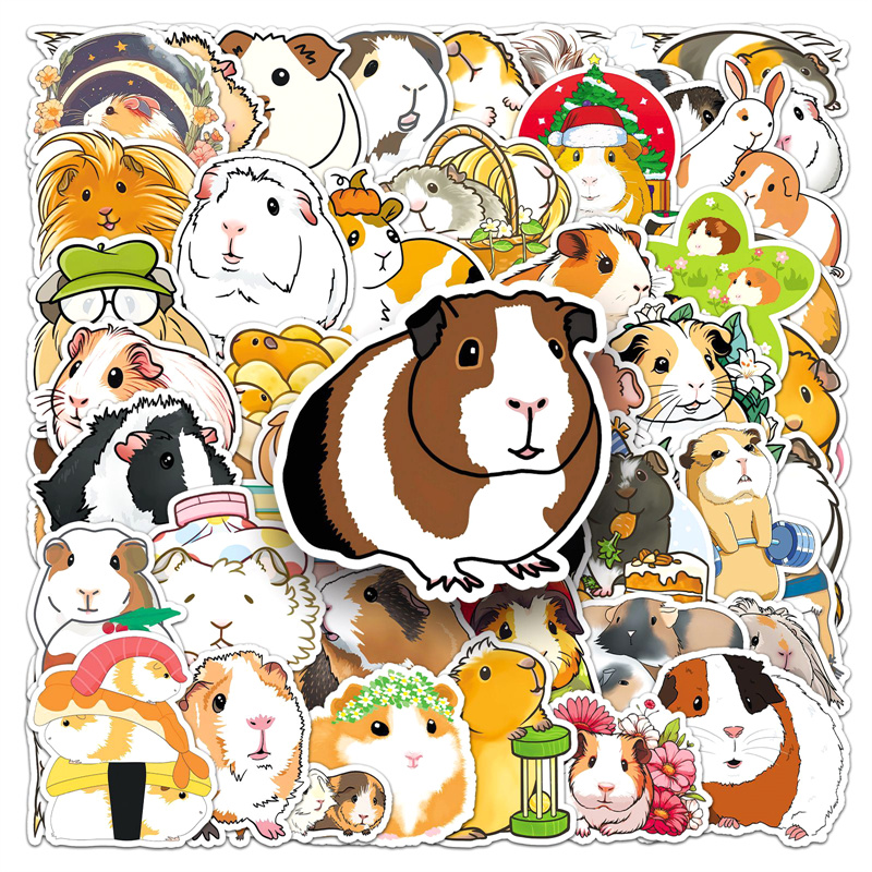 51Sheets Cute Cartoon Guinea Pig Graffiti Sticker Kawaii Aesthetic Stickers Laptop Notebook Suitcase Cup DIY Decoration StickersNIUMAO. 