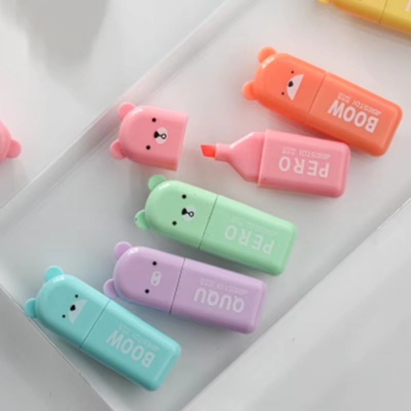 【COOL】 4-6Pcs Kawaii Mini Bear Highlighter Pen Set Cute Funny ...