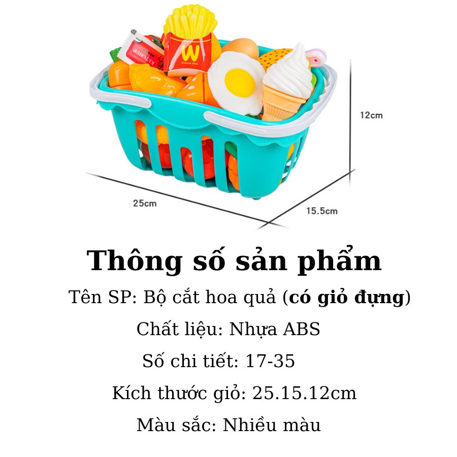 ĐỒ CHƠI CẮT HOA QUẢ, GIỎ CẮT HOA QUẢ 30 CHI TIẾT